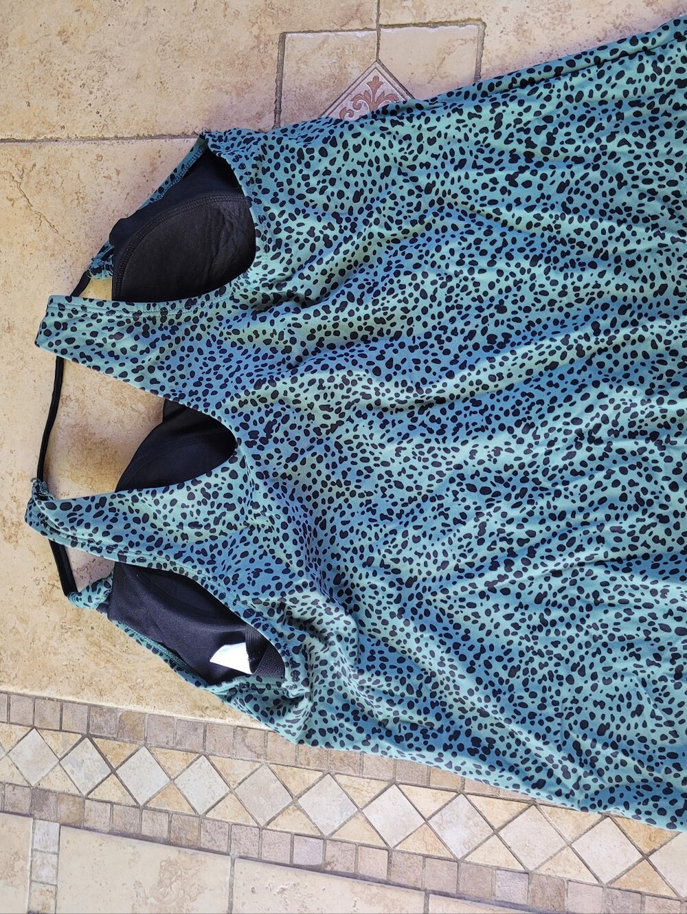 Kona Sol Teal and Black Leopard Print Tankini - Picture 4 of 4